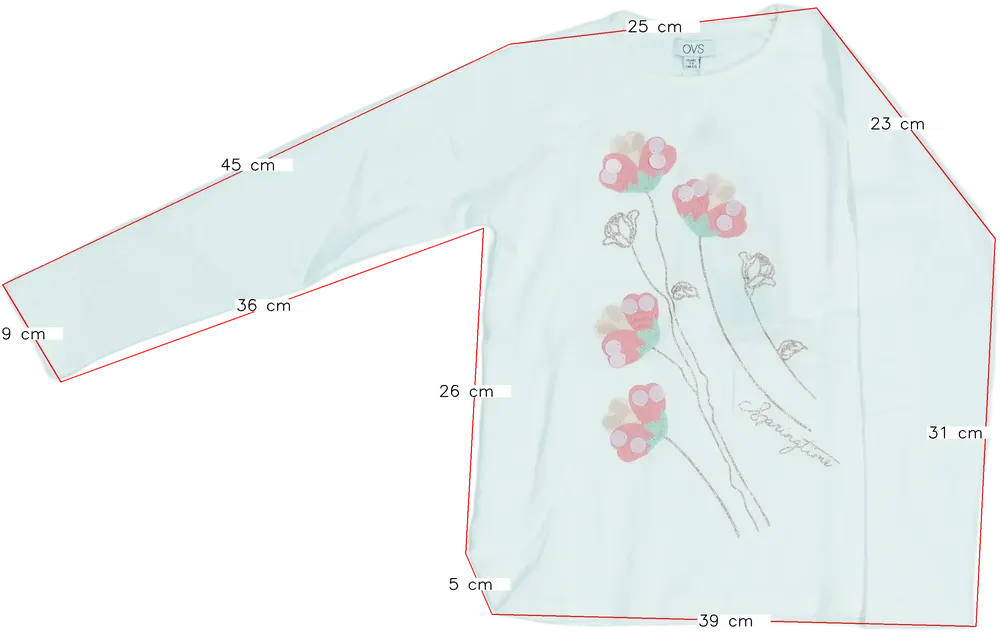 Fehér OVS Hosszú ujjú felső EU 128 / UK 8 év / US 8 év/M