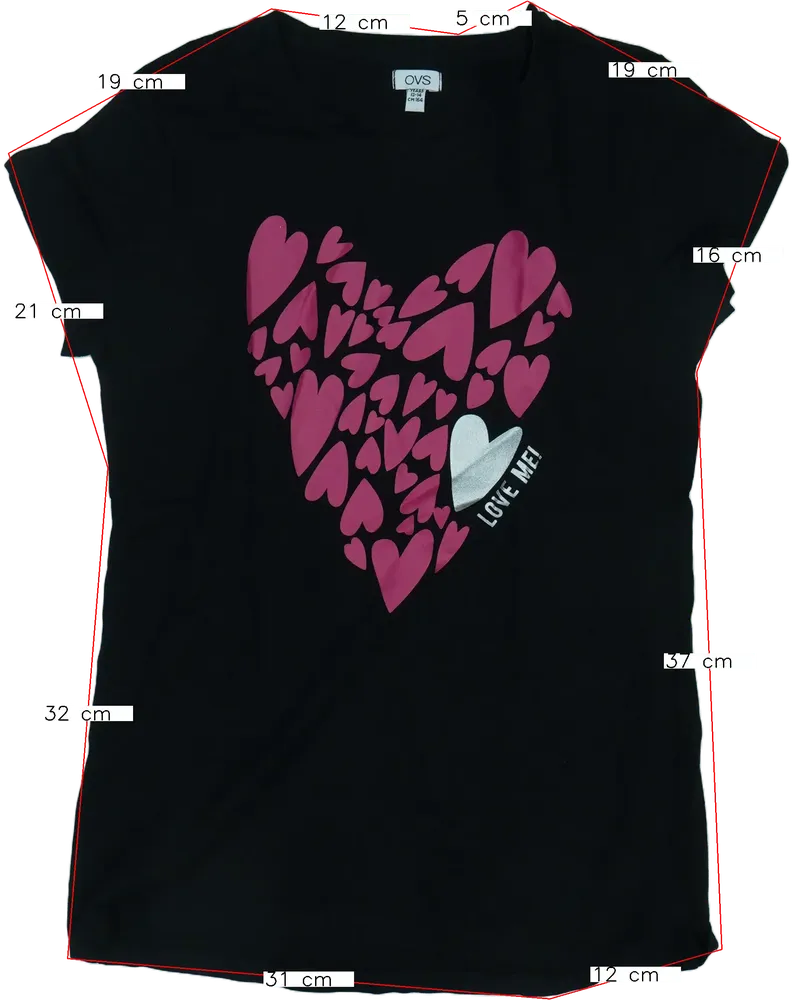 Fekete OVS Póló EU 164 / UK 14 év / US 14 év/XL