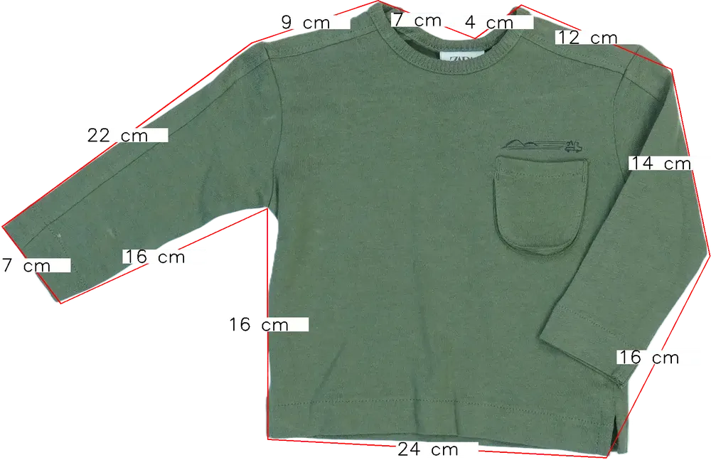 Zöld Zara Hosszú ujjú felső EU 68 / UK 3-6 hónap / US 3-6 hónap