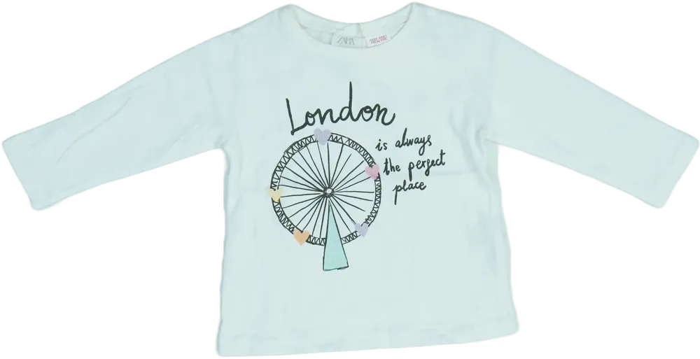 Fehér Zara Hosszú ujjú felső EU 80 / UK 9-12 hónap / US 12 hónap