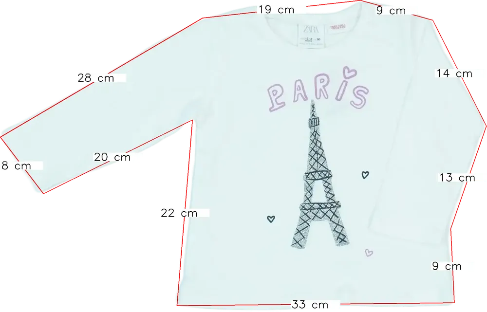 Fehér Zara Hosszú ujjú felső EU 86 / UK 12-18 hónap / US 18 hónap