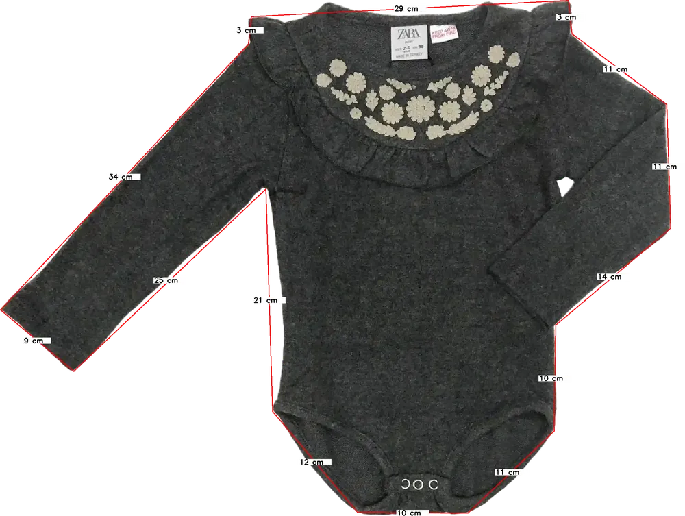 Szürke Zara Hosszú ujjú body EU 98 / UK 3 év / US 3T
