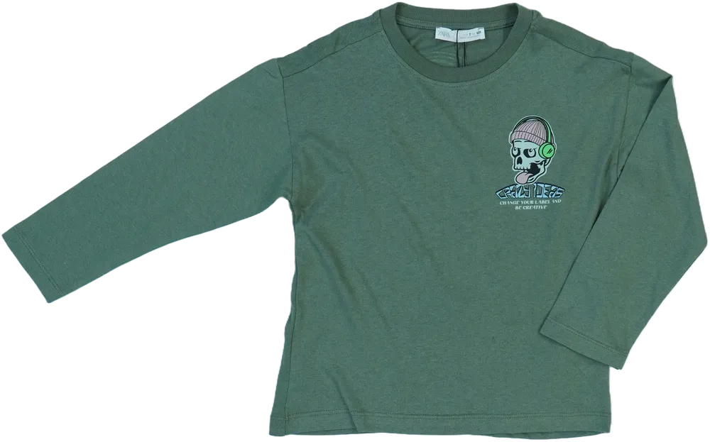 Zöld Zara Hosszú ujjú felső EU 122 / UK 7 év / US 7 év/M