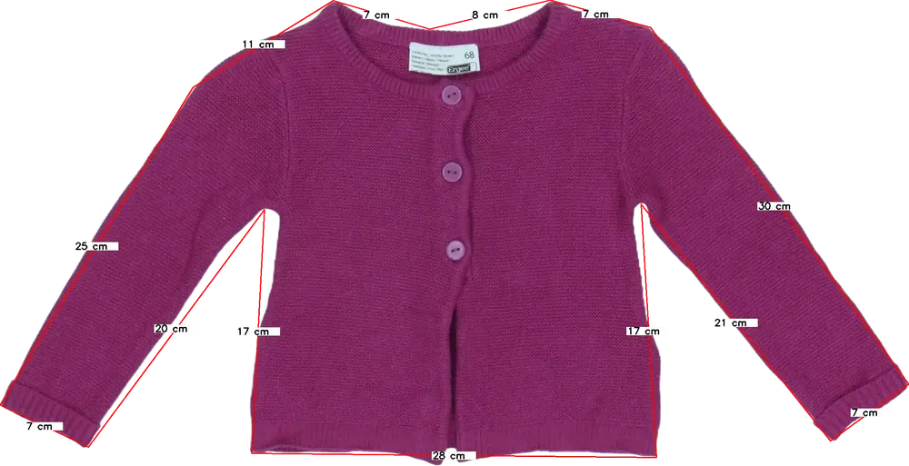 Lila Ergee Kardigán EU 68 / UK 3-6 hónap / US 3-6 hónap