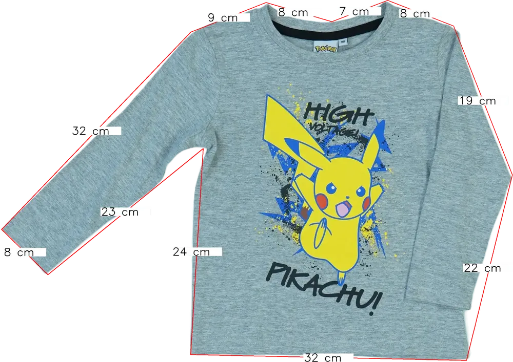 Szürke Pokemon Hosszú ujjú felső EU 98 / UK 3 év / US 3T