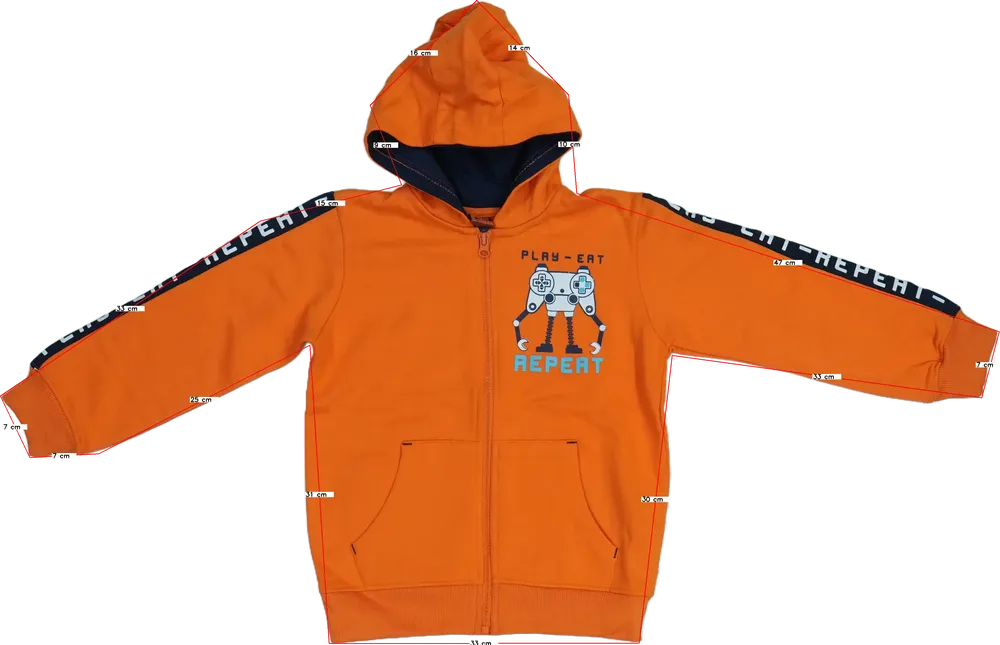 Sárga (narancs) Kiki&amp;Koko Kapucnis pulóver EU 122 / UK 7 év / US 7 év/M