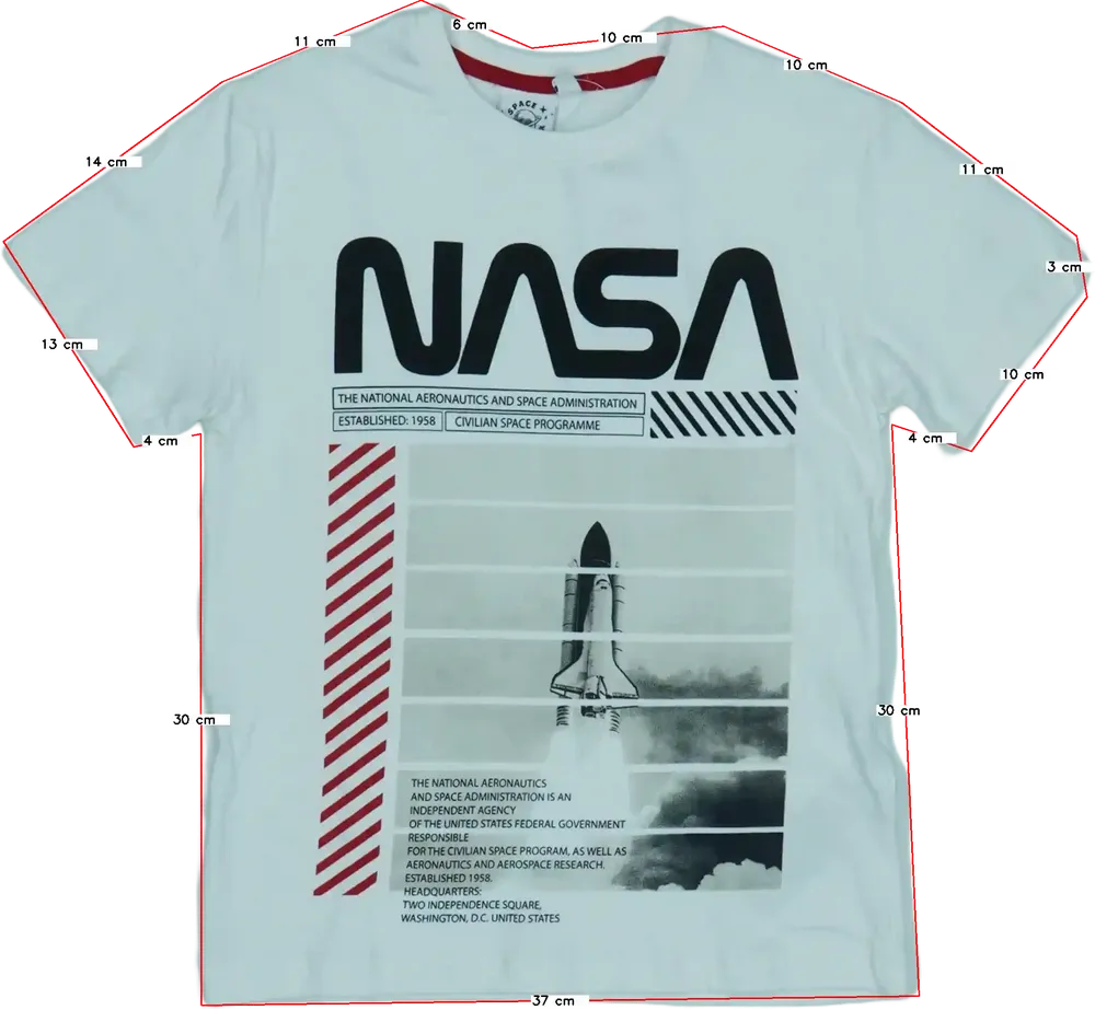 Fehér NASA Póló EU 128 / UK 8 év / US 8 év/M