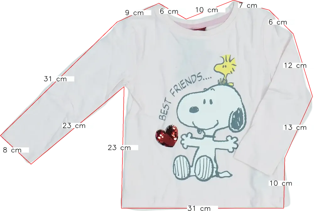 Rózsaszín Peanuts Hosszú ujjú felső EU 104 / UK 4 év / US 4T/XS