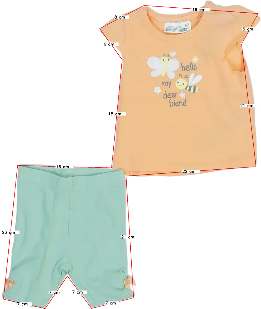 Yellow (Orange) Ergee 2-piece set - Top &amp; Bottom EU 62 / UK 0-3 months / US 0-3 months