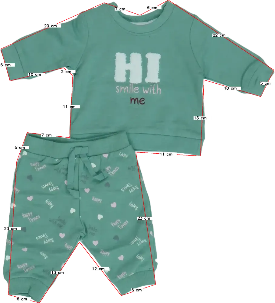 Green Ergee 2-piece set - Top &amp; Bottom EU 50 / UK Newborn / US Newborn