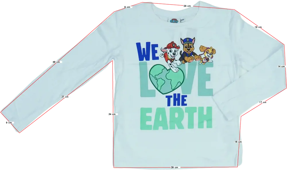 Fehér Paw Patrol Hosszú ujjú felső EU 140 / UK 10 év / US 10 év/L
