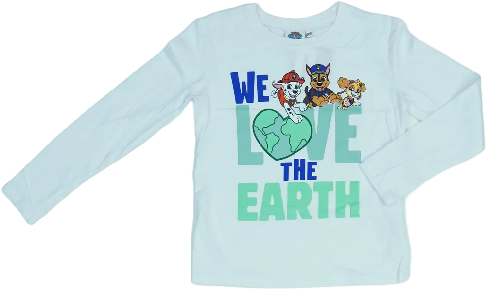 Fehér Paw Patrol Hosszú ujjú felső EU 140 / UK 10 év / US 10 év/L