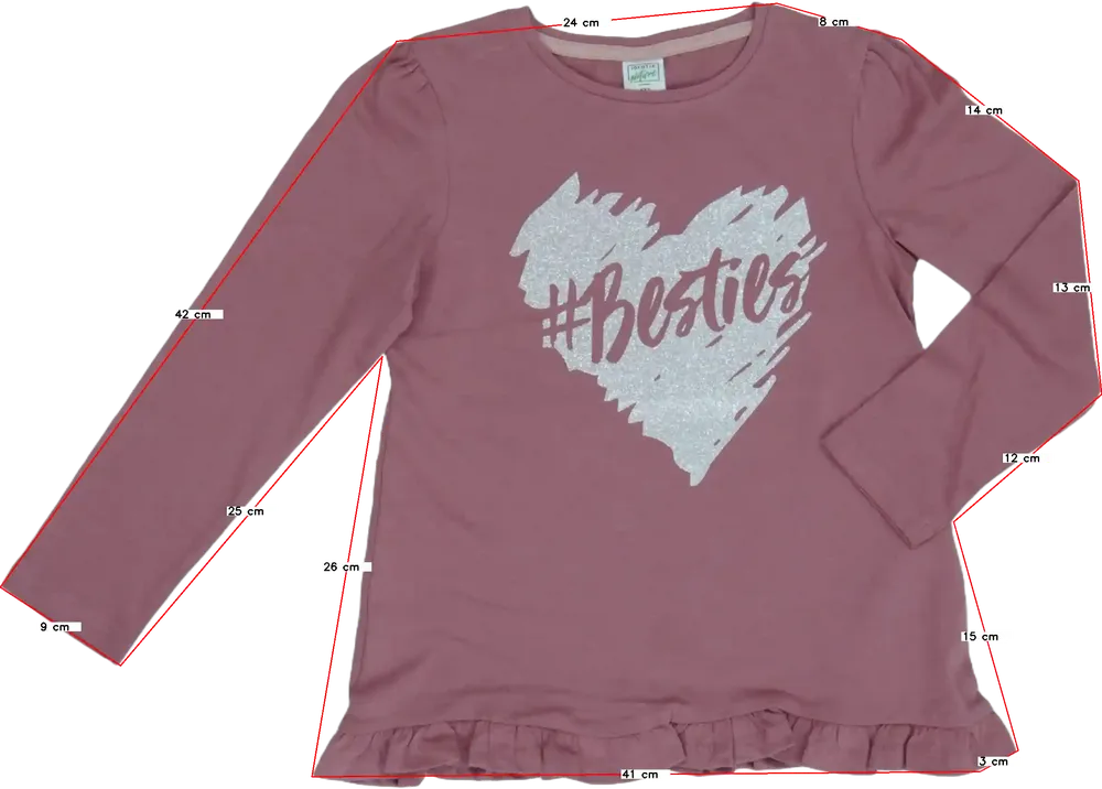 Rózsaszín Identic Hosszú ujjú felső EU 122 / UK 7 év / US 7 év/M