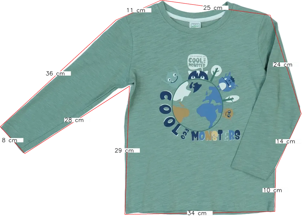 Zöld Identic Hosszú ujjú felső EU 122 / UK 7 év / US 7 év/M