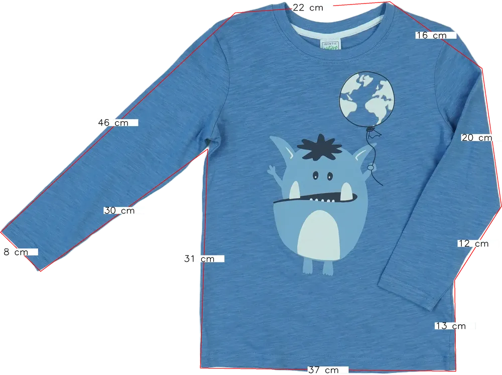 Kék Identic Hosszú ujjú felső EU 128 / UK 8 év / US 8 év/M