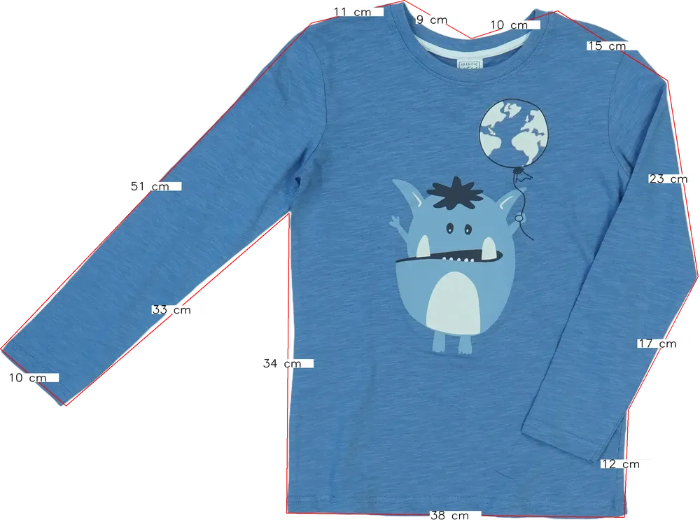 Kék Identic Hosszú ujjú felső EU 140 / UK 10 év / US 10 év/L