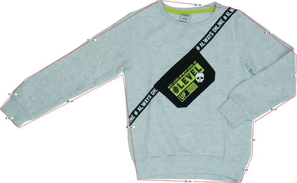 Szürke Y.F.K. Pulóver EU 134 / UK 9 év / US 9 év/L