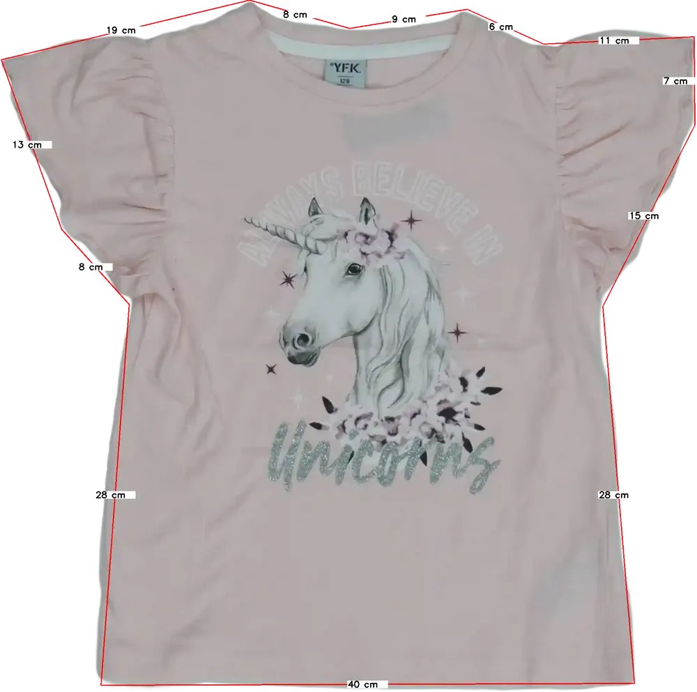 Rózsaszín Y.F.K. Póló EU 128 / UK 8 év / US 8 év/M