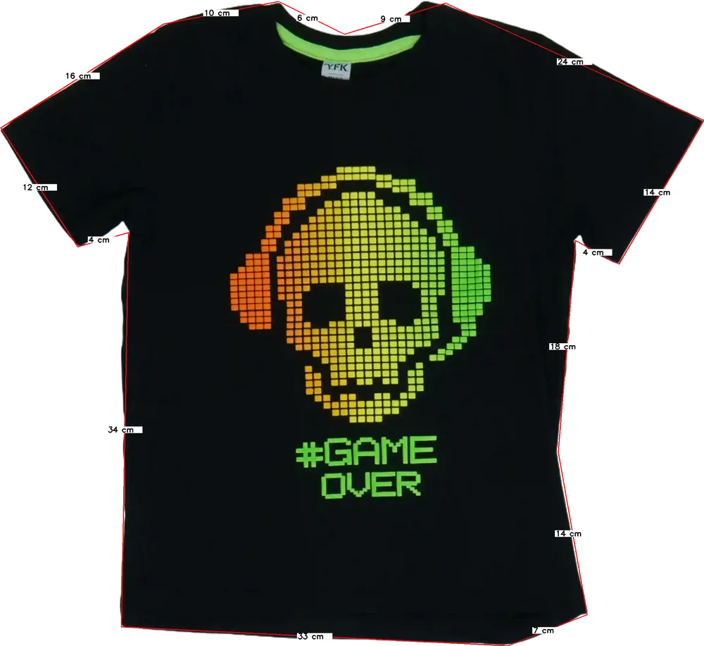 Fekete Y.F.K. Póló EU 128 / UK 8 év / US 8 év/M