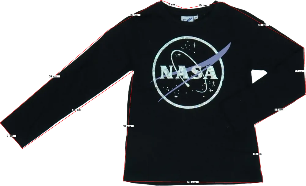 Black NASA Long sleeve top EU 128 / UK 8 years / US 8 years/M