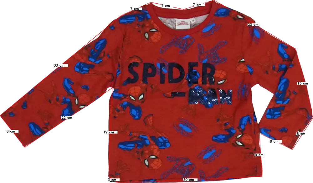 Piros Marvel Hosszú ujjú felső EU 98 / UK 3 év / US 3T