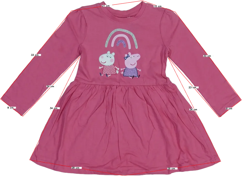 Rózsaszín Peppa Pig Ruha EU 122 / UK 7 év / US 7 év/M