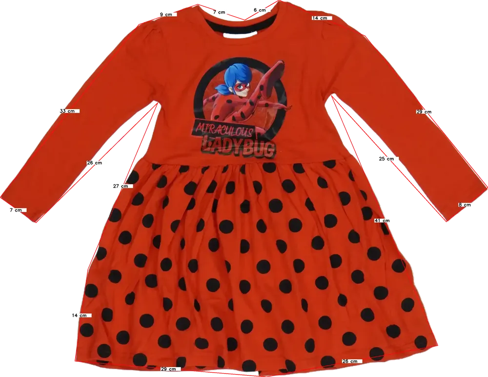 Piros Miraculous Ladybug Ruha EU 122 / UK 7 év / US 7 év/M