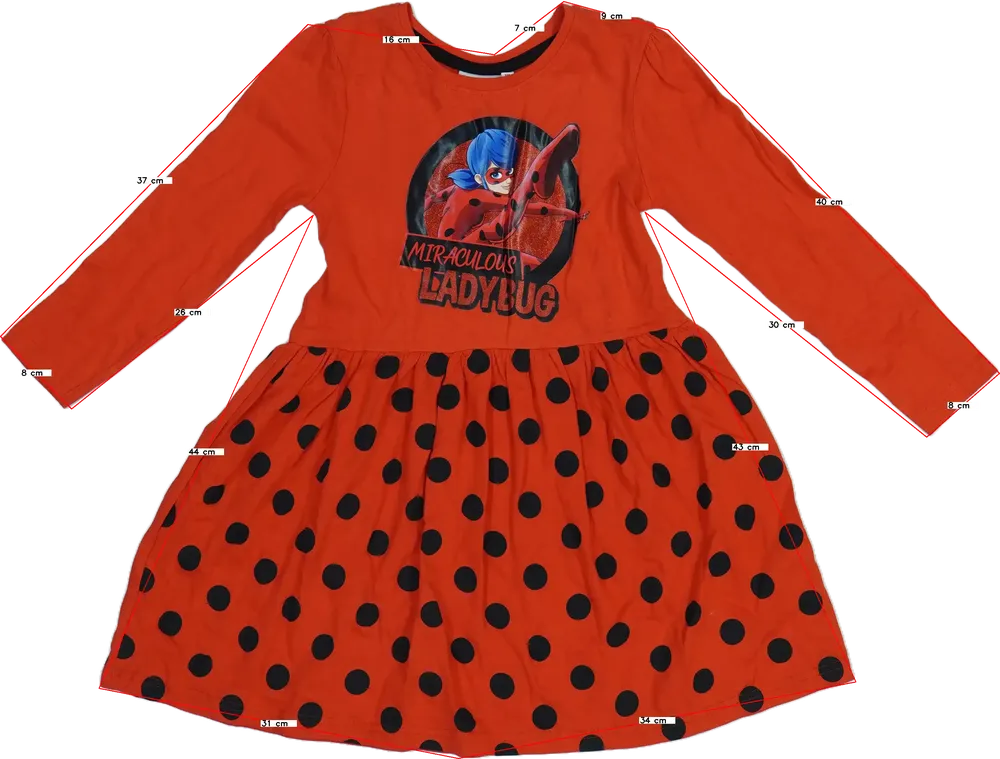 Piros Miraculous Ladybug Ruha EU 116 / UK 6 év / US 6 év/S