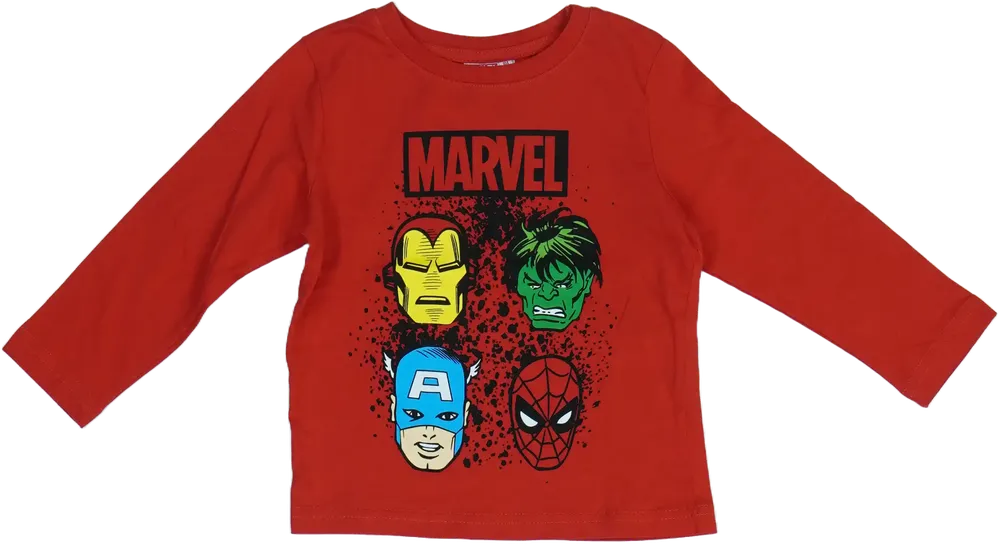 Piros Marvel Hosszú ujjú felső EU 104 / UK 4 év / US 4T/XS