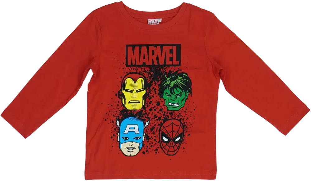 Piros Marvel Hosszú ujjú felső EU 116 / UK 6 év / US 6 év/S