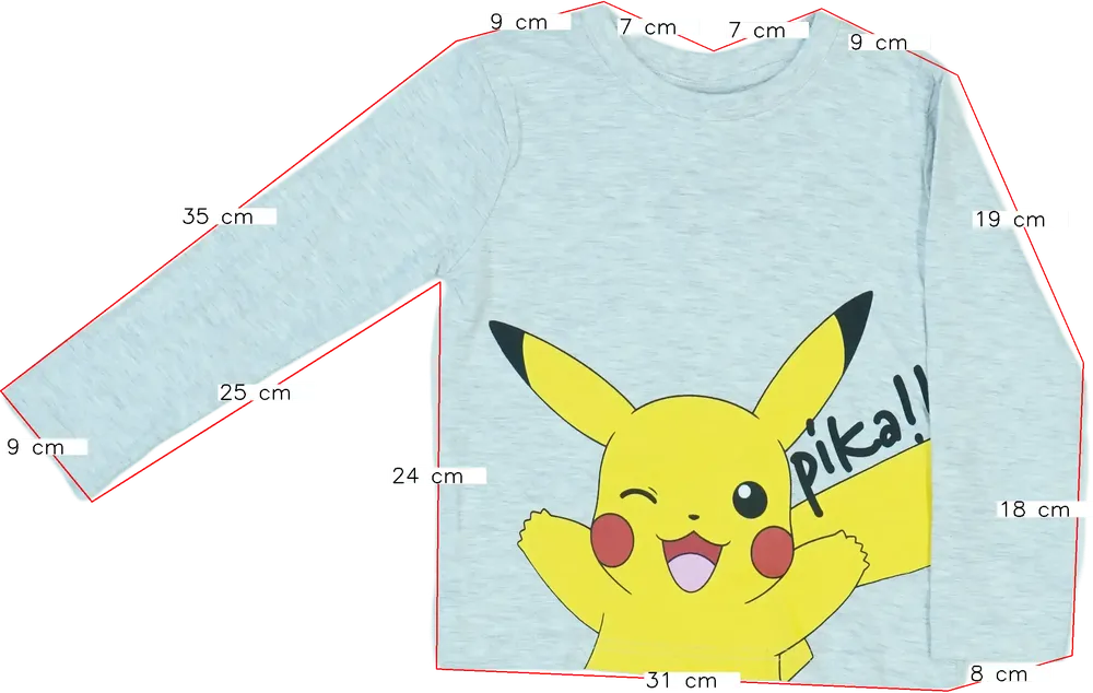Szürke Pokemon Hosszú ujjú felső EU 104 / UK 4 év / US 4T/XS