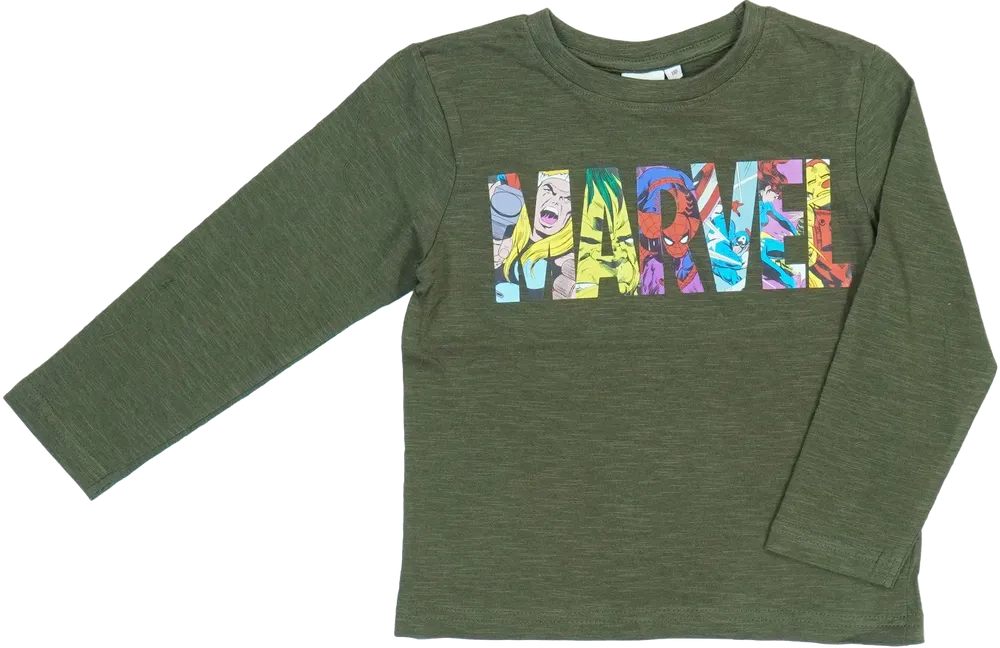 Zöld Marvel Hosszú ujjú felső EU 110 / UK 5 év / US 5 év/XS