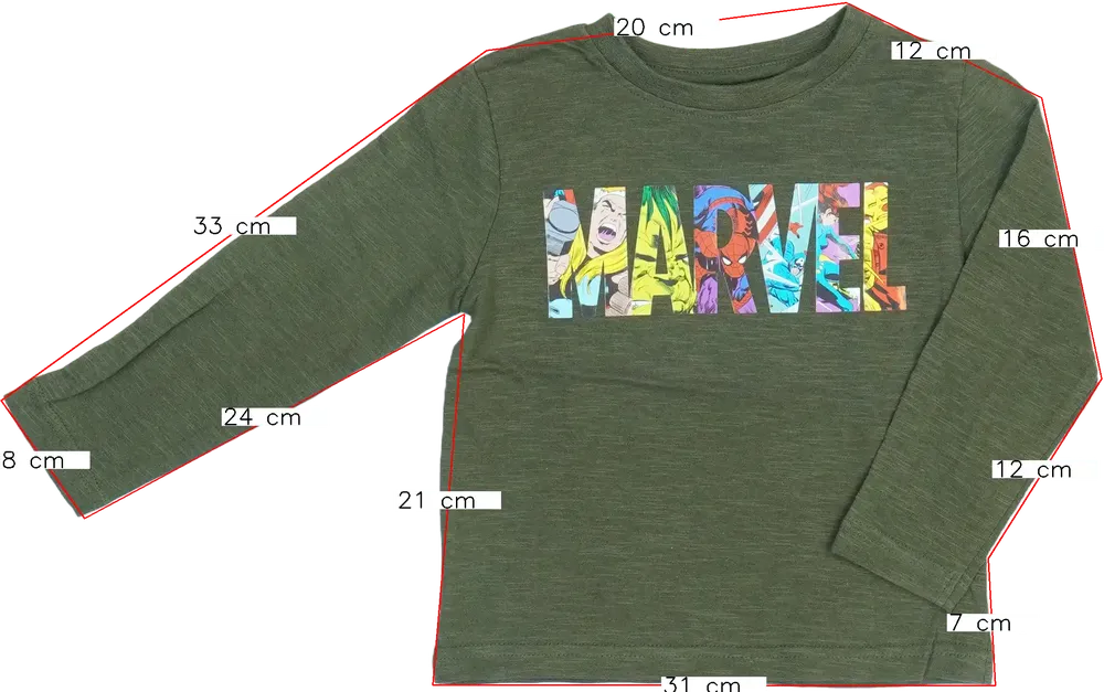 Zöld Marvel Hosszú ujjú felső EU 98 / UK 3 év / US 3T