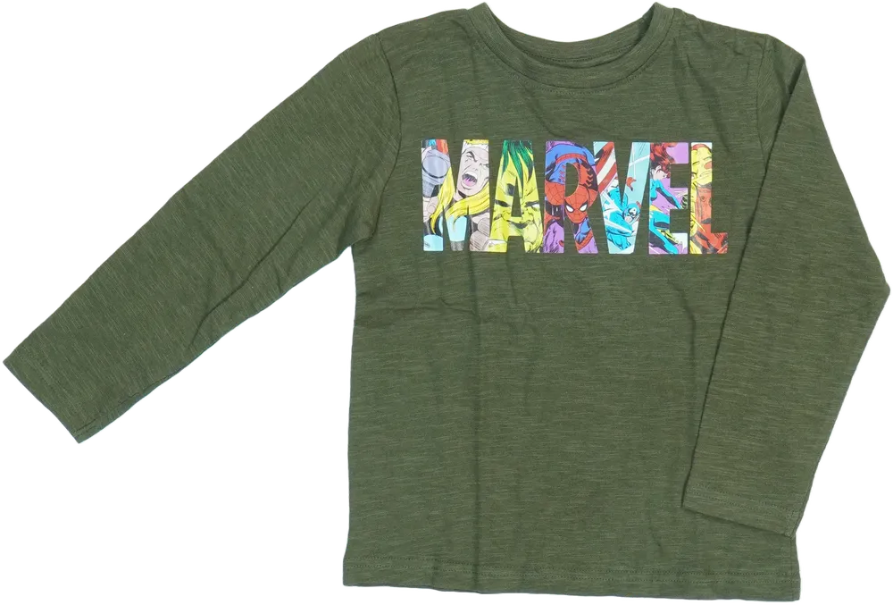 Zöld Marvel Hosszú ujjú felső EU 116 / UK 6 év / US 6 év/S