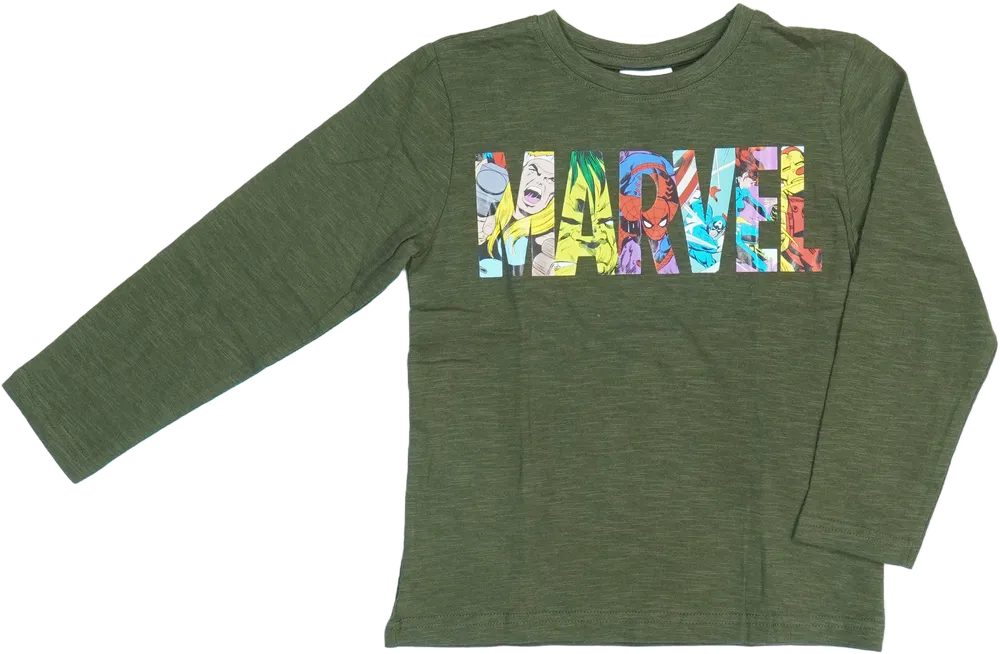 Zöld Marvel Hosszú ujjú felső EU 122 / UK 7 év / US 7 év/M