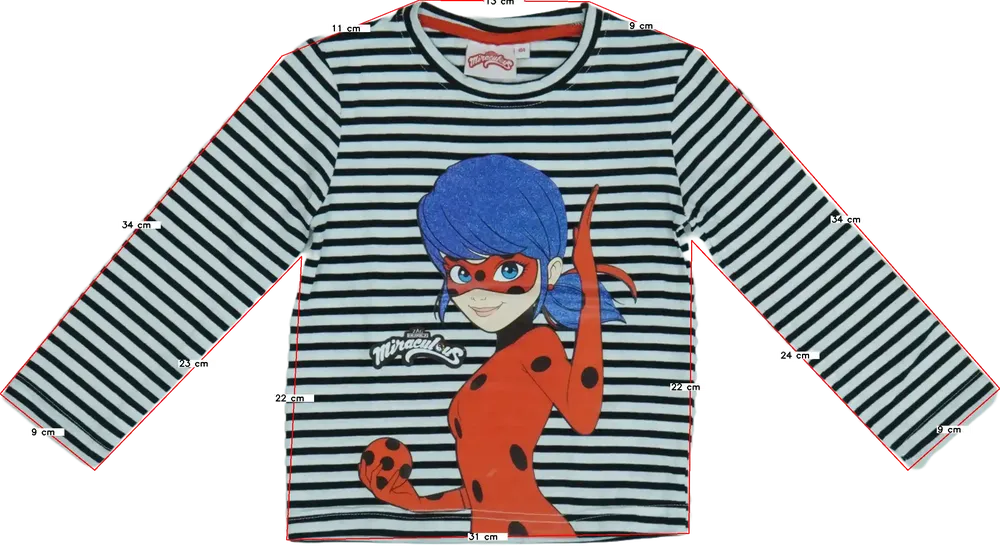 White Miraculous Ladybug Long sleeve top EU 128 / UK 8 years / US 8 years/M