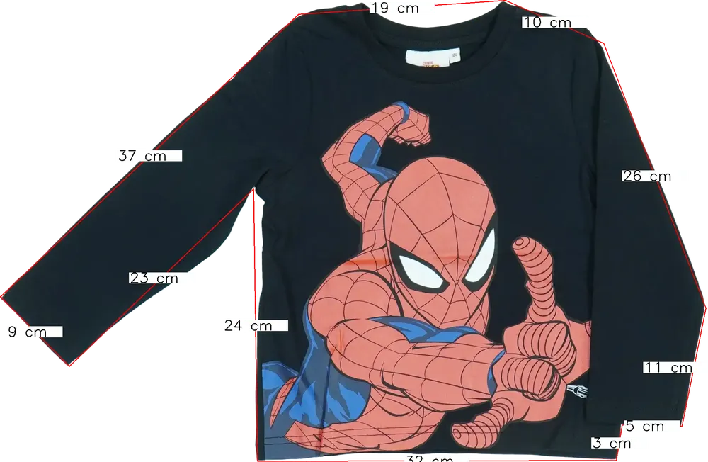 Fekete Marvel Hosszú ujjú felső EU 104 / UK 4 év / US 4T/XS