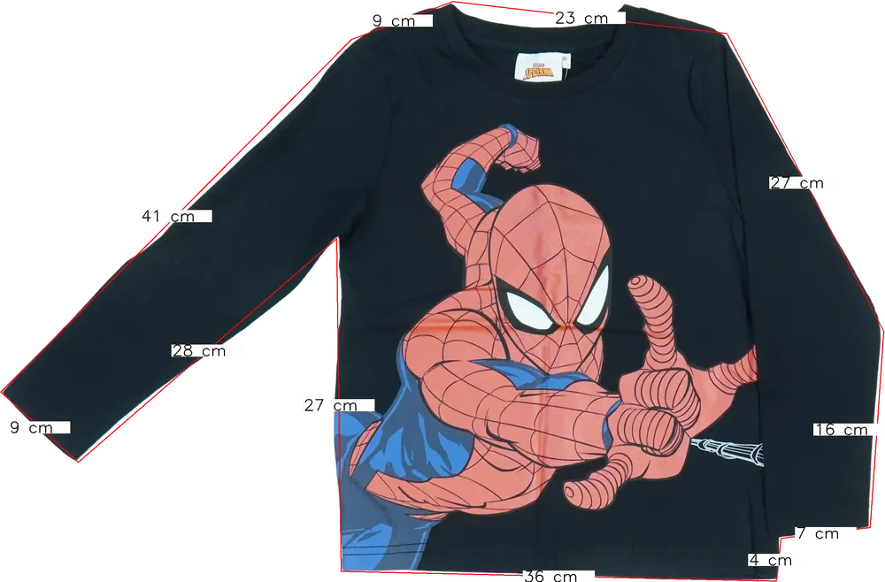 Fekete Marvel Hosszú ujjú felső EU 122 / UK 7 év / US 7 év/M