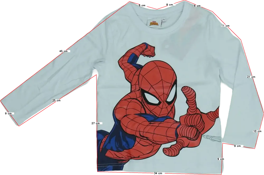 Fehér Spiderman Hosszú ujjú felső EU 110 / UK 5 év / US 5 év/XS
