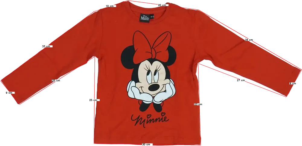 Piros Disney Hosszú ujjú felső EU 104 / UK 4 év / US 4T/XS