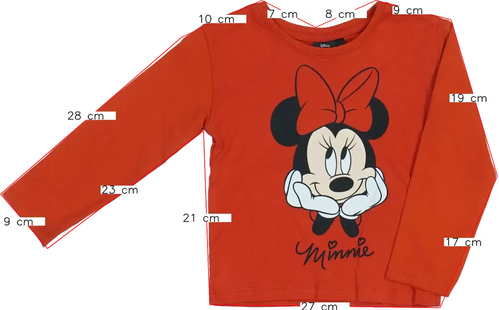 Piros Disney Hosszú ujjú felső EU 92 / UK 2 év / US 2T