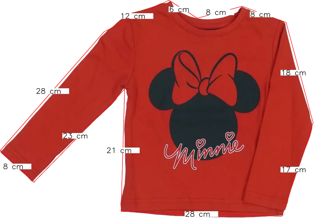 Piros Disney Hosszú ujjú felső EU 92 / UK 2 év / US 2T