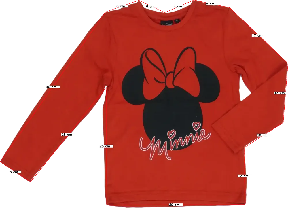 Piros Disney Hosszú ujjú felső EU 98 / UK 3 év / US 3T