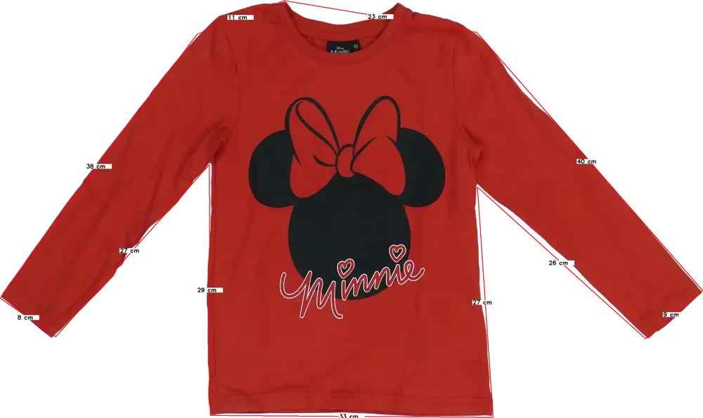 Piros Disney Hosszú ujjú felső EU 122 / UK 7 év / US 7 év/M