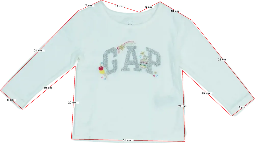 Fehér GAP Hosszú ujjú felső EU 92 / UK 2 év / US 2T