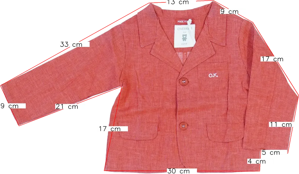 Piros Overkids Blézer és Zakó EU 74 / UK 6-9 hónap / US 6-9 hónap