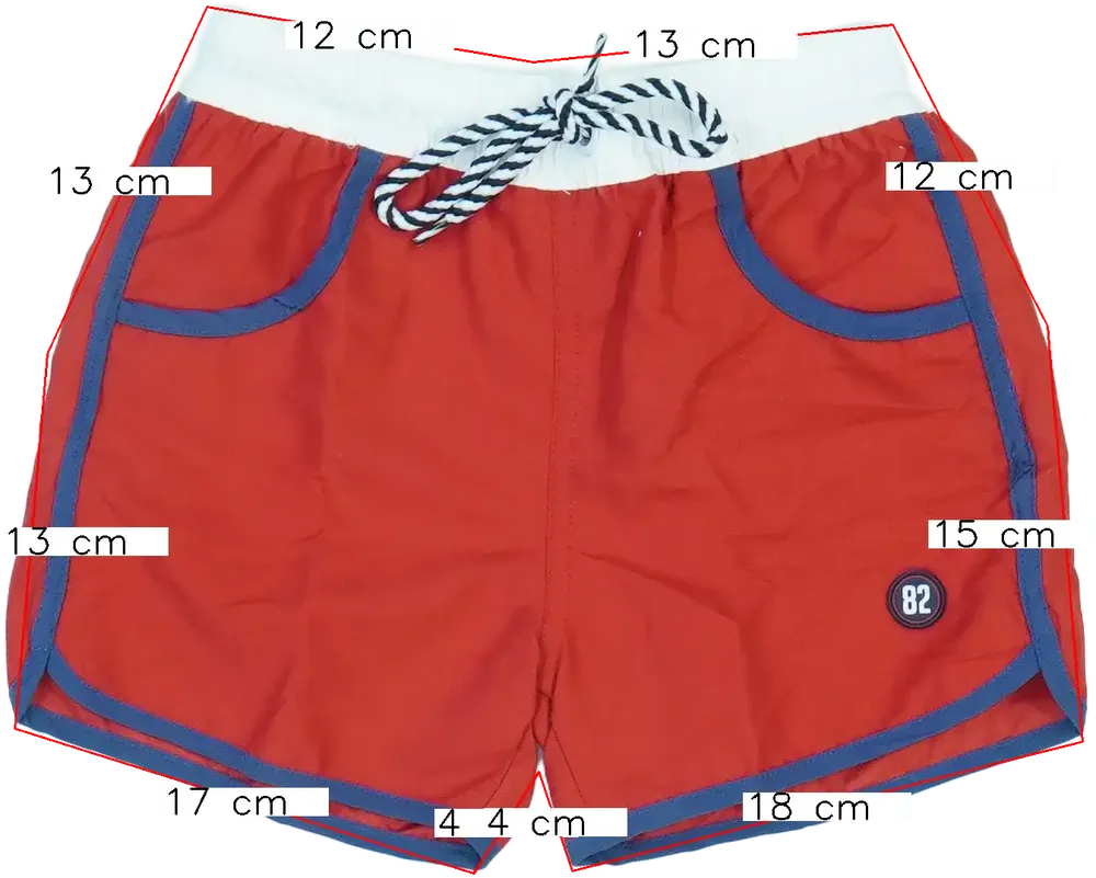 Piros Overkids Fürdőnadrág EU 110 / UK 5 év / US 5 év/XS