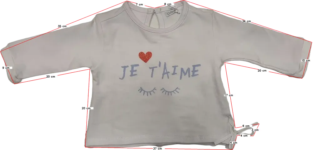 Fehér Overkids Hosszú ujjú felső EU 62 / UK 0-3 hónap / US 0-3 hónap