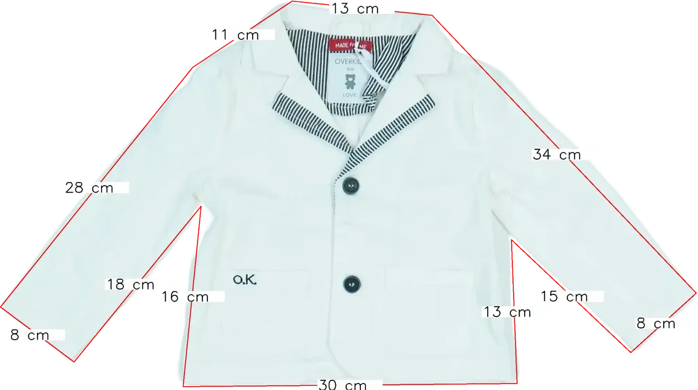 Fehér Overkids Blézer és Zakó EU 80 / UK 9-12 hónap / US 12 hónap