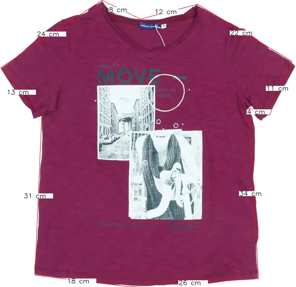 Bordó Original Marines Póló EU 152 / UK 12 év / US 12 év/L